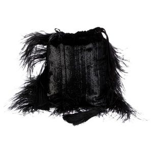 Attico feather trimmed velvet bag NWT